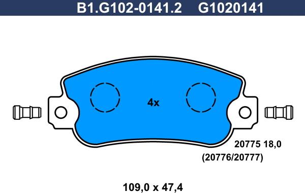 Galfer B1.G102-0141.2 - Əyləc altlığı dəsti, əyləc diski furqanavto.az