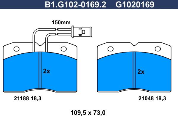 Galfer B1.G102-0169.2 - Əyləc altlığı dəsti, əyləc diski furqanavto.az