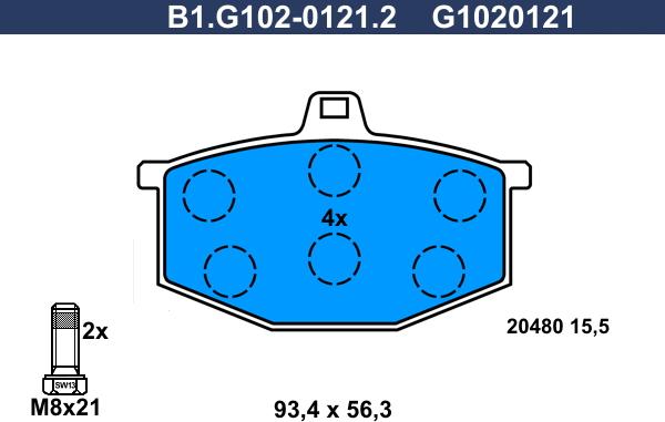 Galfer B1.G102-0121.2 - Əyləc altlığı dəsti, əyləc diski furqanavto.az