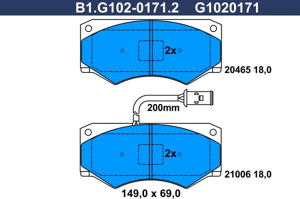 Galfer B1.G102-0171.2 - Əyləc altlığı dəsti, əyləc diski furqanavto.az