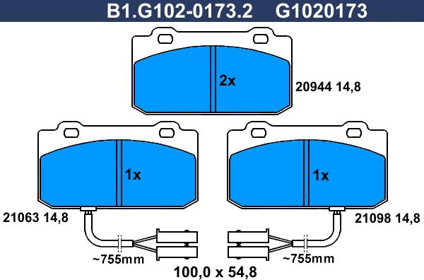 Galfer B1.G102-0173.2 - Əyləc altlığı dəsti, əyləc diski furqanavto.az