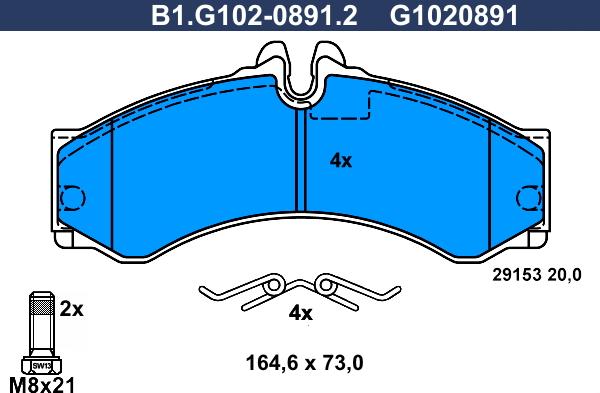 Galfer B1.G102-0891.2 - Əyləc altlığı dəsti, əyləc diski furqanavto.az