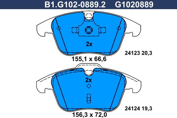 Galfer B1.G102-0889.2 - Əyləc altlığı dəsti, əyləc diski furqanavto.az