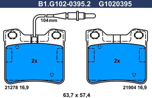 Galfer B1.G102-0395.2 - Əyləc altlığı dəsti, əyləc diski furqanavto.az