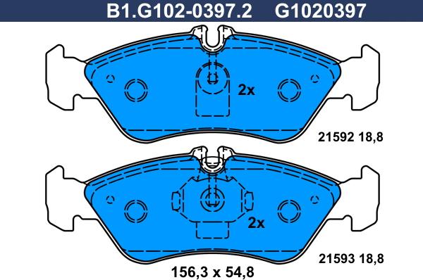 Galfer B1.G102-0397.2 - Əyləc altlığı dəsti, əyləc diski furqanavto.az