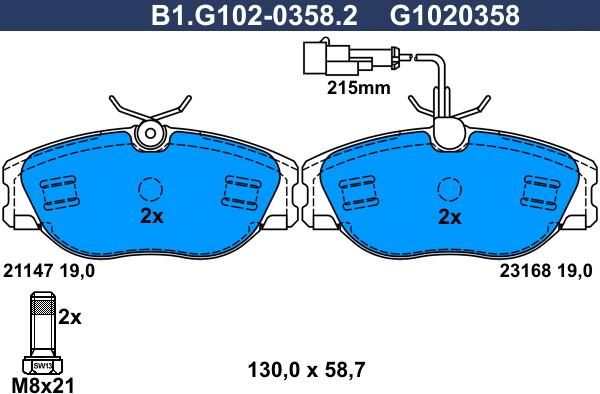 Galfer B1.G102-0358.2 - Əyləc altlığı dəsti, əyləc diski furqanavto.az