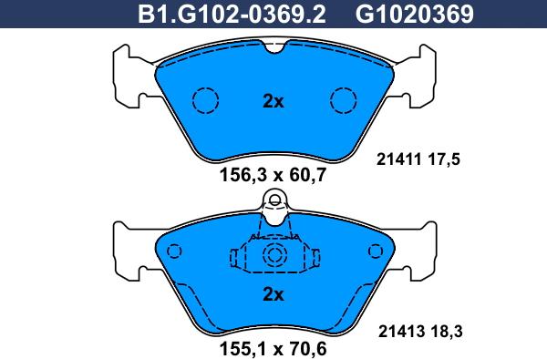 Galfer B1.G102-0369.2 - Əyləc altlığı dəsti, əyləc diski furqanavto.az