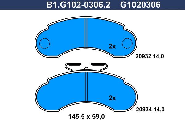 Galfer B1.G102-0306.2 - Əyləc altlığı dəsti, əyləc diski furqanavto.az