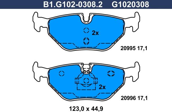 Galfer B1.G102-0308.2 - Əyləc altlığı dəsti, əyləc diski furqanavto.az