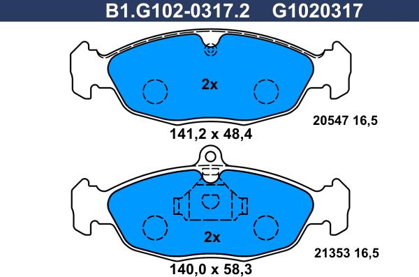 Galfer B1.G102-0317.2 - Əyləc altlığı dəsti, əyləc diski furqanavto.az