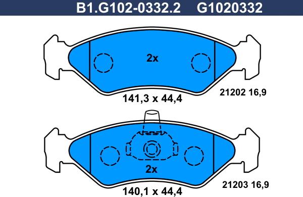 Galfer B1.G102-0332.2 - Əyləc altlığı dəsti, əyləc diski furqanavto.az