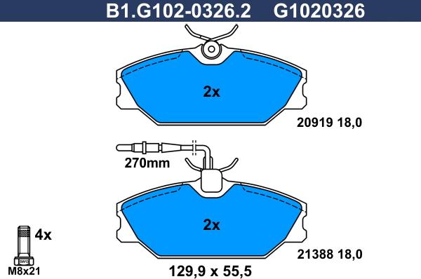 Galfer B1.G102-0326.2 - Əyləc altlığı dəsti, əyləc diski furqanavto.az