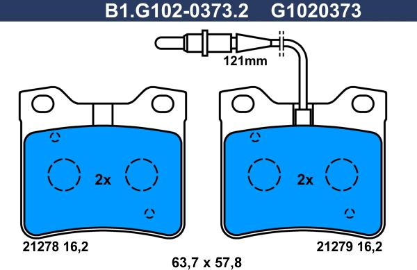 Galfer B1.G102-0373.2 - Əyləc altlığı dəsti, əyləc diski furqanavto.az