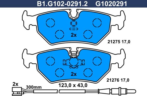 Galfer B1.G102-0291.2 - Əyləc altlığı dəsti, əyləc diski furqanavto.az