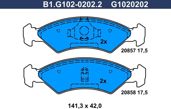 Galfer B1.G102-0202.2 - Əyləc altlığı dəsti, əyləc diski furqanavto.az