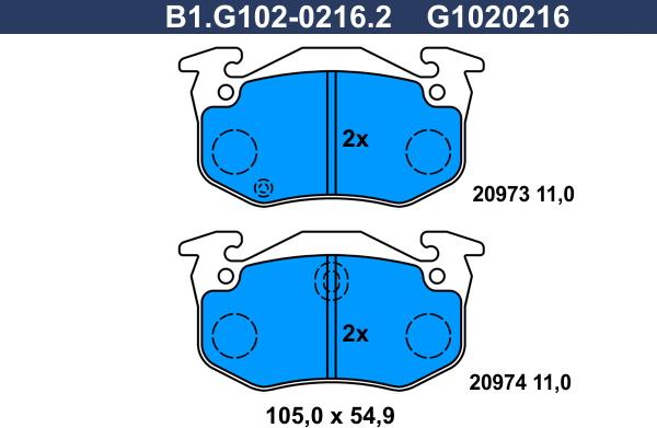 Galfer B1.G102-0216.2 - Əyləc altlığı dəsti, əyləc diski furqanavto.az