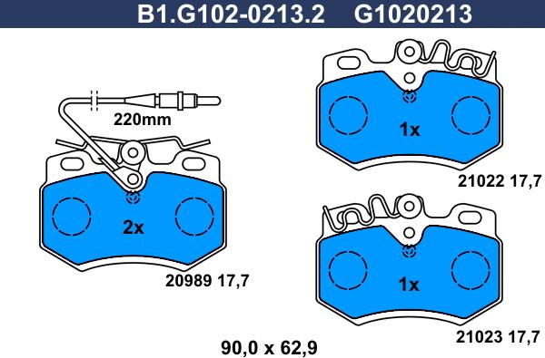 Galfer B1.G102-0213.2 - Əyləc altlığı dəsti, əyləc diski furqanavto.az