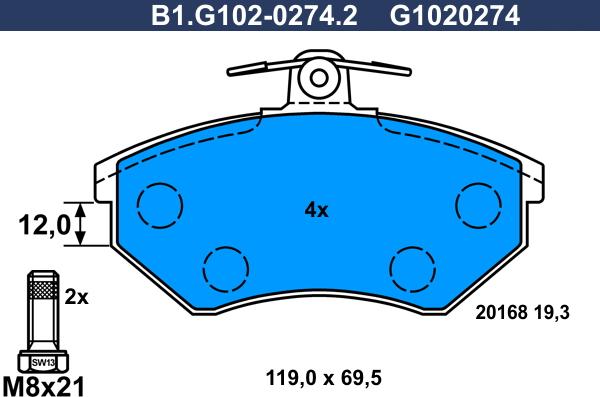 Galfer B1.G102-0274.2 - Əyləc altlığı dəsti, əyləc diski www.furqanavto.az