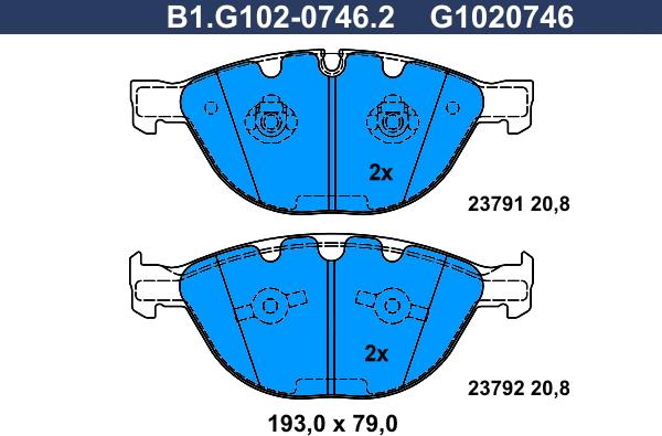 Galfer B1.G102-0746.2 - Əyləc altlığı dəsti, əyləc diski furqanavto.az