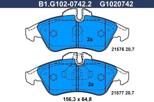 Galfer B1.G102-0742.2 - Əyləc altlığı dəsti, əyləc diski furqanavto.az