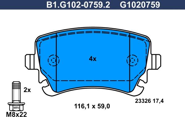 Galfer B1.G102-0759.2 - Əyləc altlığı dəsti, əyləc diski furqanavto.az