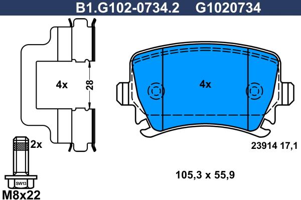 Galfer B1.G102-0734.2 - Əyləc altlığı dəsti, əyləc diski www.furqanavto.az