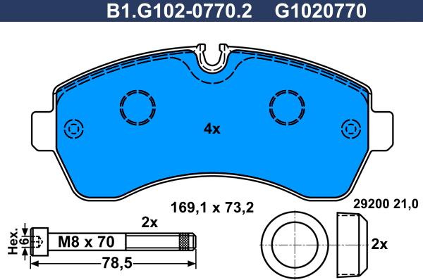 Galfer B1.G102-0770.2 - Əyləc altlığı dəsti, əyləc diski furqanavto.az