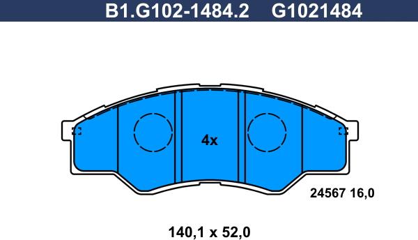 Galfer B1.G102-1484.2 - Əyləc altlığı dəsti, əyləc diski furqanavto.az