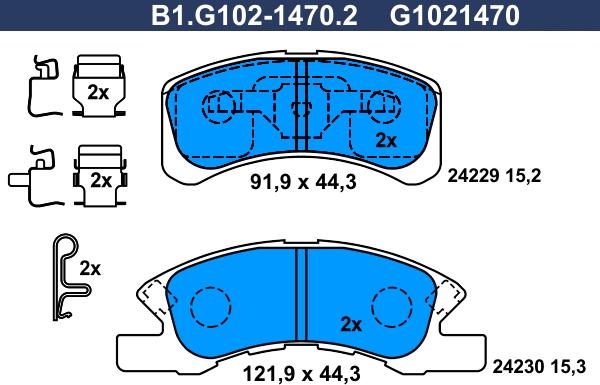 Galfer B1.G102-1470.2 - Əyləc altlığı dəsti, əyləc diski furqanavto.az