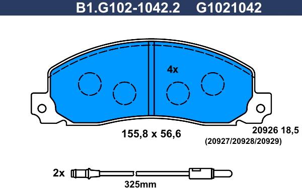 Galfer B1.G102-1042.2 - Əyləc altlığı dəsti, əyləc diski furqanavto.az