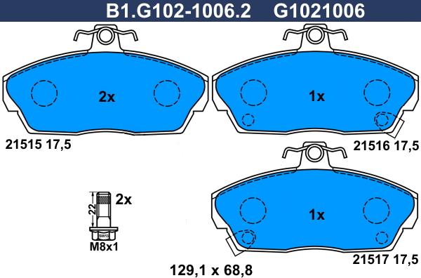 Galfer B1.G102-1006.2 - Əyləc altlığı dəsti, əyləc diski furqanavto.az