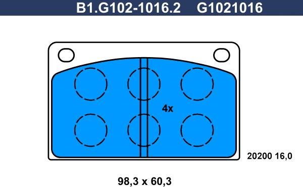 Galfer B1.G102-1016.2 - Əyləc altlığı dəsti, əyləc diski furqanavto.az