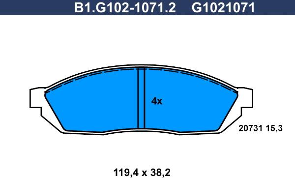 Galfer B1.G102-1071.2 - Əyləc altlığı dəsti, əyləc diski furqanavto.az