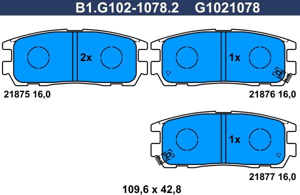 Galfer B1.G102-1078.2 - Əyləc altlığı dəsti, əyləc diski furqanavto.az