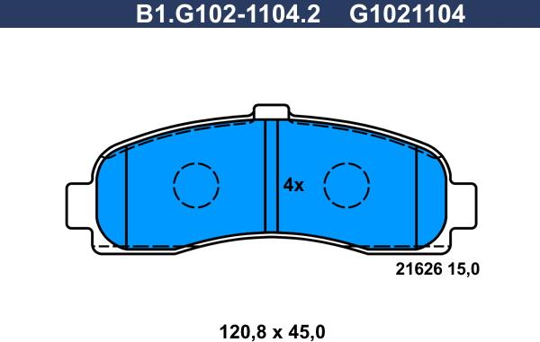 Galfer B1.G102-1104.2 - Əyləc altlığı dəsti, əyləc diski furqanavto.az