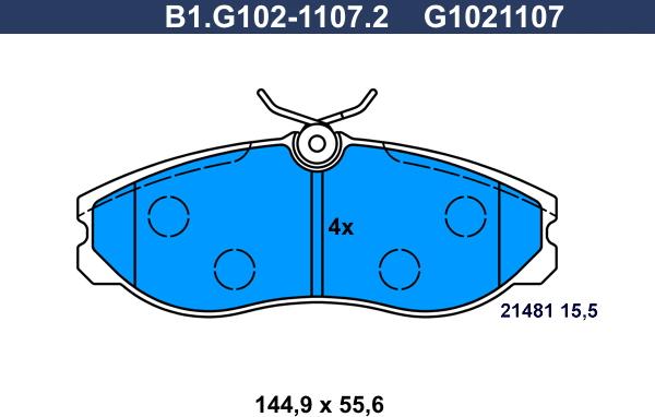 Galfer B1.G102-1107.2 - Əyləc altlığı dəsti, əyləc diski furqanavto.az