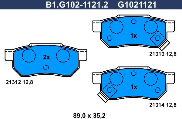 Galfer B1.G102-1121.2 - Əyləc altlığı dəsti, əyləc diski furqanavto.az
