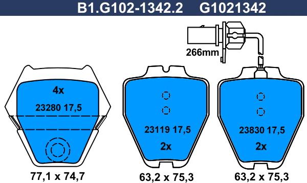 Galfer B1.G102-1342.2 - Əyləc altlığı dəsti, əyləc diski furqanavto.az