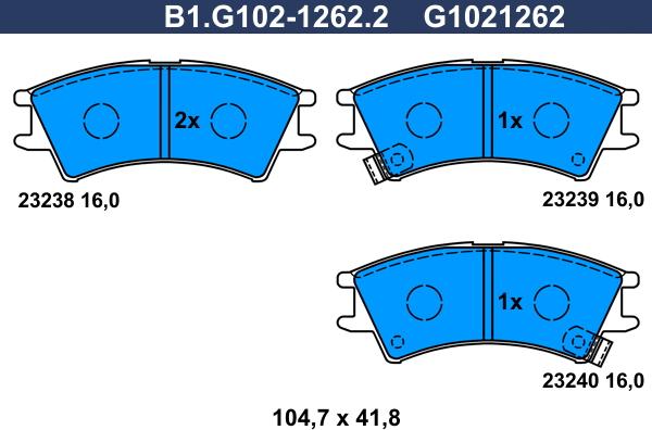 Galfer B1.G102-1262.2 - Əyləc altlığı dəsti, əyləc diski furqanavto.az