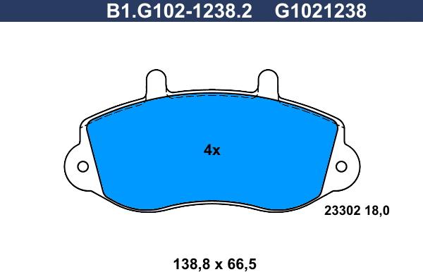 Galfer B1.G102-1238.2 - Əyləc altlığı dəsti, əyləc diski furqanavto.az