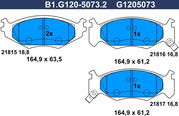 Galfer B1.G120-5073.2 - Əyləc altlığı dəsti, əyləc diski furqanavto.az