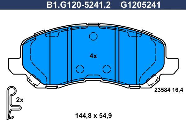 Galfer B1.G120-5241.2 - Əyləc altlığı dəsti, əyləc diski furqanavto.az