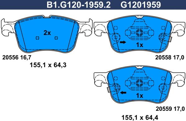 Galfer B1.G120-1959.2 - Əyləc altlığı dəsti, əyləc diski furqanavto.az