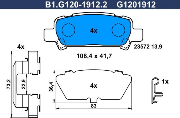 Galfer B1.G120-1912.2 - Əyləc altlığı dəsti, əyləc diski furqanavto.az