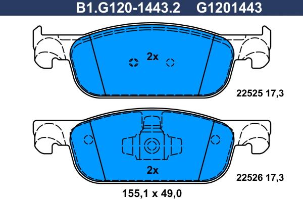 Galfer B1.G120-1443.2 - Əyləc altlığı dəsti, əyləc diski furqanavto.az