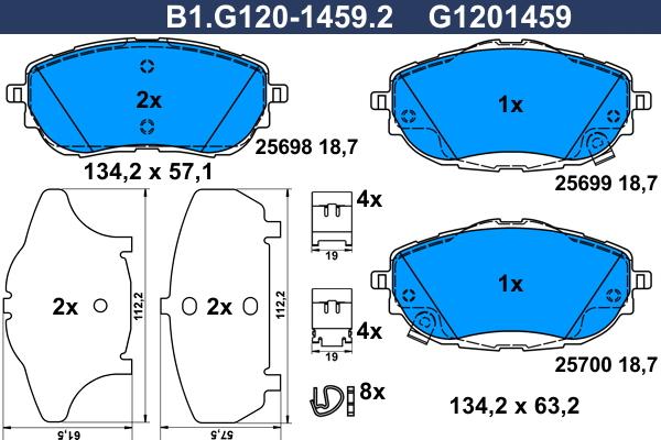 Galfer B1.G120-1459.2 - Əyləc altlığı dəsti, əyləc diski furqanavto.az