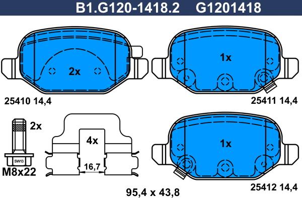 Galfer B1.G120-1418.2 - Əyləc altlığı dəsti, əyləc diski furqanavto.az