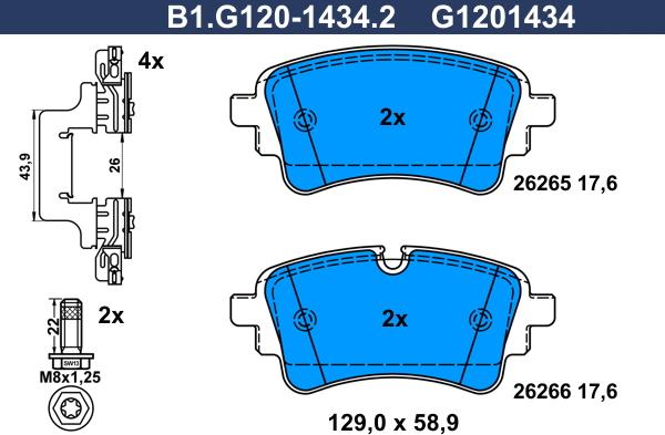 Galfer B1.G120-1434.2 - Əyləc altlığı dəsti, əyləc diski furqanavto.az