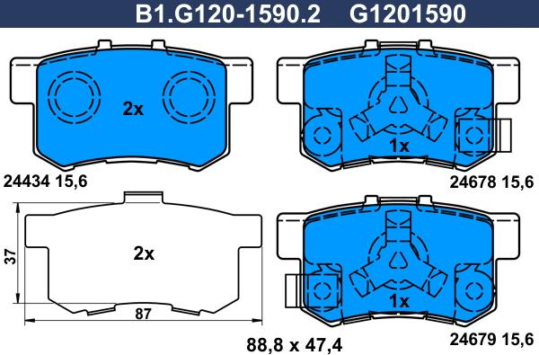 Galfer B1.G120-1590.2 - Əyləc altlığı dəsti, əyləc diski furqanavto.az