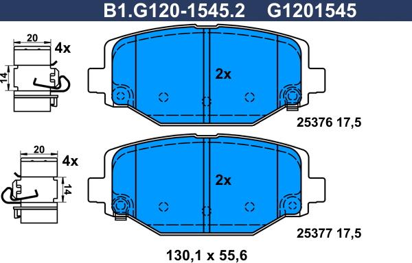 Galfer B1.G120-1545.2 - Əyləc altlığı dəsti, əyləc diski furqanavto.az